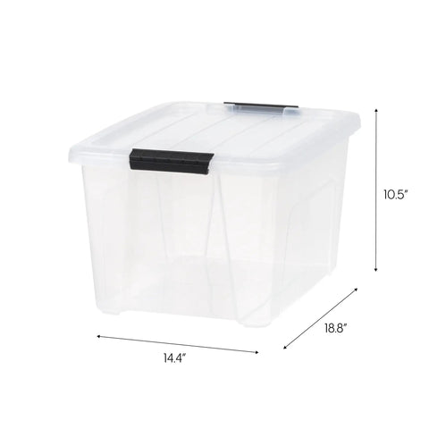32 Qt BPA-Free Plastic Storage Bin With Lid, Stackable Tote For Pantry, Home, Closet And Office Organization, Airtight Clear Container With Durable Design And Locking Latches, Easy See Through Storage.