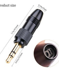 Two Pack Gold Plated DIY 3.5mm Stereo Jack Plug Adapter With M6 Threaded Lock For Headphones And Audio Converters Solder