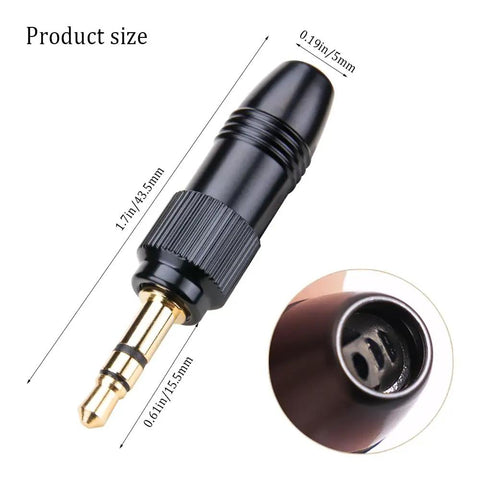Two Pack Gold Plated DIY 3.5mm Stereo Jack Plug Adapter With M6 Threaded Lock For Headphones And Audio Converters Solder