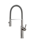 Brushed el Kitchen Faucet with Pull Down Dual Sprayer Brass Mixer Tap Black Hose Mount Modern Design for Easy Water Control with sleek metal finish