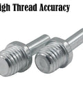 Heavy Duty Steel Drill Thread Adapter Kit For Angle Grinders Hand Power Tools Adapts 5/8 Male Threads To 8 Mm Round Shanks shiny steel adapters with precise threads for quick swaps.