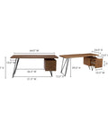Top Shelf Solid Acacia Standing Desk With Smart Storage For Home Office Or Craft Corner Featuring Rock Solid Iron Hairpin Legs and Dimensions Overview.