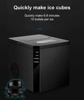 Portable Countertop Ice Maker Machine 11kg Black Electric Nugget Ice Maker With Auto Clean And Big View Window side angle showing controls.