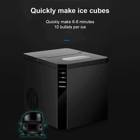 Portable Countertop Ice Maker Machine 11kg Black Electric Nugget Ice Maker With Auto Clean And Big View Window side angle showing controls.