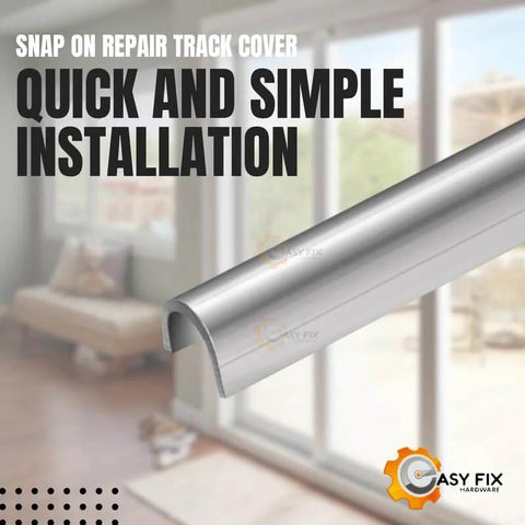 Stainless Steel Patio Door Track Cover For Sliding Glass Doors, Easy Fix For Worn Tracks, six feet long, shown installed.