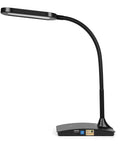Ivy LED Desk Lamp With USB Port And 3 Way Touch Switch, ultra efficient black reading light, modern minimalist night lamp shown