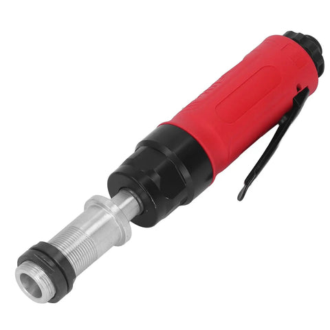 Beefy Straight Air Die Grinder 3500 Rpm High Performance Pneumatic Tool With Comfortable Grippy Rubber Handle, side view.