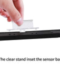 Installing clear stand on USB Wired Infrared Sensor Bar for Nintendo Wii And Wii U Replacement Sensor Bar, black and silver design