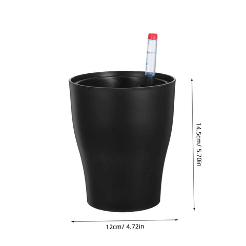 Self Watering Plant Pots For Beginners No Fuss Easy Care Indoor Planters With Built In Water Reservoir System Durable Plastic Flower Pots For Low Maintenance Indoor Garden On Patio Balcony, black 12cm pot