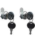 Chrome Finish Cam Lock Kit For Cabinets And Drawers, Five Eighth Inch Cylinder, Fits Up To Three Eighth Inch Panel, Keyed Alike, Two Pack