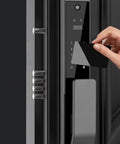3D Fingerprint Smart Door Lock With Built In Camera And Phone App Control Hassle Free Keyless Entry For Home Security, user scanning card.