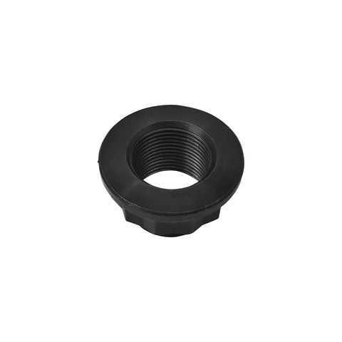 Close-up of a single black spindle nut from 2 Pack Front Wheel Axle Nut Driveshaft Spindle Nuts For Toyota Camry Corolla Prius RAV4.