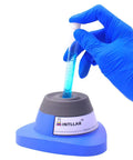 Touch-Activated Lab Vortex Mixer, No-Brainer Compact 50mL Capacity For Test Tubes And Centrifuge Tubes, Quick 5-Second Spin, Durable Brushless DC Motor, Polycarbonate Body With Silicone Clamp, Great For Gel Polish And Eyelash Adhesives, gloved hand mixing tube