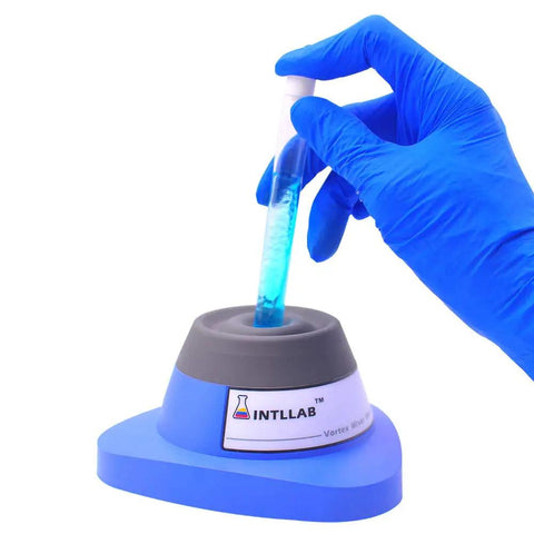 Touch-Activated Lab Vortex Mixer, No-Brainer Compact 50mL Capacity For Test Tubes And Centrifuge Tubes, Quick 5-Second Spin, Durable Brushless DC Motor, Polycarbonate Body With Silicone Clamp, Great For Gel Polish And Eyelash Adhesives, gloved hand mixing tube