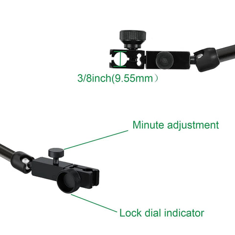 HDLNKAK magnetic base stand for dial indicator, black, 3/8 in mounting clamp, adjustable arm with locking knob