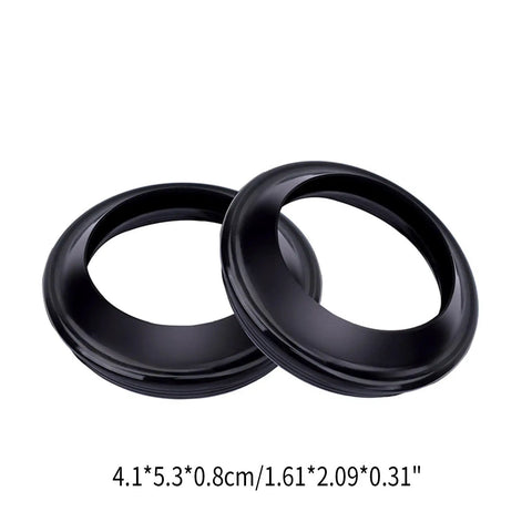 Motorcycle Front Fork Oil Seal Kit 41x53x8 10.5mm Two Piece Set Rubber Seals For Shock Absorbers, black pair with size text