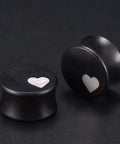 Wood Ear Gauges 1 Pair Set Double Flared Saddle Plugs And Tunnels With Heart Logo Earrings Expander Stretchers In The Same Size