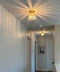 Hallway with 2 Pack Mini Semi Flush Mount Ceiling Lights With Clear Shade, Modern Crystal Ceiling Lamps for Indoor Use