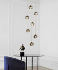 Smoke Crystal Pendant Light 1 Light Modern Prism Hanging Fixture With Mini LED 3W Adjustable Height Ceiling Lamp lit in room