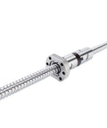 Rolled Ball Screw DFU2005 RM2005 With Adjustable Double Nut For CNC Linear Motion, 850mm End Machined Steel Shaft, Close-up View