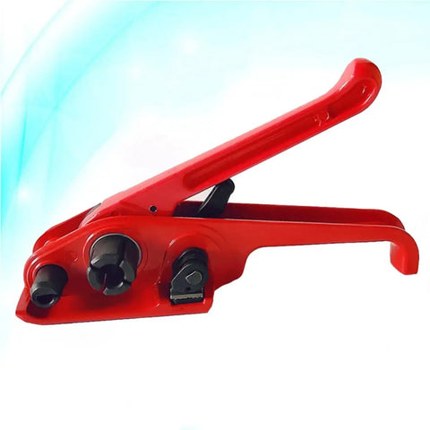 Manual Pet Strap Tensioner Tool With Palm Grip Handles Lightweight Portable Design Durable Steel Frame Quick Seal Fastener for cardboard boxes.