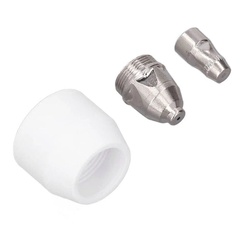 20Pack Plasma Cutter Torch Consumables Kit includes stainless steel nozzles and ceramic tips for heavy duty cutting jobs.