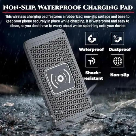 Fast Charging Wireless Car Pad With Fifteen Watt Output Compatible With Chevy Volt Bolt Ev Blazer And Euv Featuring Usb Hub For Seamless Device Link And Slick Dash Mount That Delivers Straight Up Reliable Power For No Sweat Commutes Whenever You Feel on a waterproof surface.