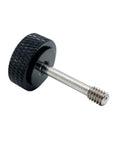 M4 X20mm Captive Screws With Knurled Thumb Heads 4 Pack Black Aluminum Body Stainless Steel Threads close-up of black thumb screw