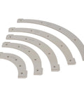 Pro Level Router Templates And Corner Radius Jigs Kit Featuring Five Heavy Duty Plastic Woodworking Guides with R100 to R300 sizes.