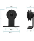 6-Foot Sliding Barn Door Hardware Kit For Single Wood Door Heavy-Duty T-Shaped Black Track System side and front view of roller