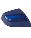 Top Shelf Blue Front Side Mirror Lower Cover Cap For Tesla Model 3 Rearview Wing Tray Replacement Right Side Auto Exterior Trim Direct Fit Upgrade Slick Ride Ready, angled view highlighting glossy blue finish.