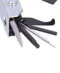 Close-up of Foldaway Pocket Multi Tool Kit For Chain Saw Maintenance with various wrenches and screwdriver visible