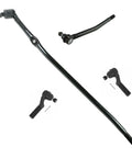 4 Piece Front Steering Tie Rod End Kit Inner Outer Drag Link Set For Econoline Vans Ford E Series 2008 To 2019 LH RH Replacement OE Quality Direct Fit Premium Grade Beefed Up Heavy Duty shown with four black steel rods