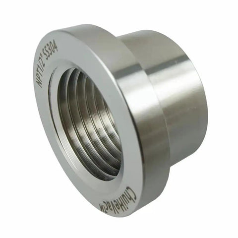 Stainless Steel 304 Pro Grade One Half Inch NPT Female Threaded Stepped Weld Bung With Top Head For Exhaust And Oxygen Sensor Install CNC Machined