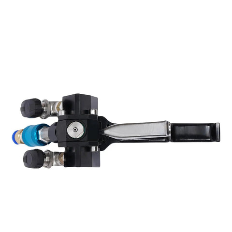 Heavy Duty PU Foam Spray Gun Featuring Slick Pneumatic Trigger And Self Cleaning Design, top view showcasing ergonomic trigger and metal components.