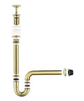 Brushed Gold U-Shape Sink Stopper Kit With Overflow For Bathroom One And A Quarter Inch Slip Inlet Drain Bottle Trap Complete Pop Up Waste Set
