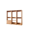 Rock Solid Wood Freestanding Closet System delivering big time wardrobe and shoe storage in warm oak finish.