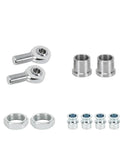 Two Pack 1.25 Inch Heim Joint Rod End Kit Left And Right Hand Thread Heat Treated Chromoly Steel with round adapters and nuts.