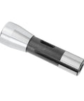 Morse taper drill sleeve adapter, R8 to MT1, alloy steel reducing spindle holder, angled side view