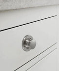 Embedded Retractable Spring Cabinet Knobs Set Zinc Alloy Hidden Drawer Pulls in Brushed Finish on Kitchen Drawer.