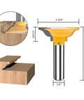 Close-up of router bit showing dimensions for Three Piece 1/2 Inch Shank Router Bit Set For Classical Extended Tenon And Pro-Grade Heavy Duty Door Rail Stile Milling Kit For Doors, Cabinets, Shelves, And Frames CNC Ready.