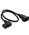 IEC C14 To C13 Power Extension Cable, Right Angle C90 Design, 60 Cm Panel Mount Cord, Solid Copper Core with Plug.