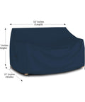 Outdoor Loveseat Cover Weatherproof 12 Oz PVC Coated Polyester Patio Sofa Cover with Air Vents and Drawstrings, Blue, 54W x 35H x 37D