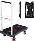 Folding Hand Truck With Platform Design For 330 Lb Capacity Heavy Duty Dolly Cart, foldable with rugged steel frame and wheels