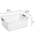 Large Ultra Storage Baskets Pack Of 6 For Closet, Cabinet, And Pantry Organization, White Bins With Contoured Handles, Smooth Finish