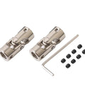 2 Pack Universal Motor Shaft Couplings 8mm To 8mm With Screws, High Quality Wear Resistant Joint Shaft Couplers For Motors, RC Cars, Drones, Robotics, And DIY Projects; 2 silver couplings, hex key, screws
