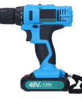 Heavy Duty Cordless Impact Hammer Drill With 48 Nm Adjustable Torque And Multi Speed Trigger For Drilling Wood Metal Concrete Tough As Nails Battery Powered Workhorse That Gets Any Job Done Smooth side view with battery pack.