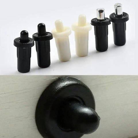 Spring Loaded Replacement Pins Kit for Door and Shutter Louvers, Black and White Plastic with Cold Rolled Steel, Includes 10 Pins, Fits 7cm or 8cm Opening Frames, Easy DIY Repair and Upgrade, black and white pins