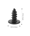 Close-up of a single deep-threaded screw from the 100 Pack M4 X 10mm Iron Screws Set For Home Improvement And Furniture Projects, oxidized carbon steel.