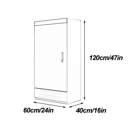 Heavy Duty Outdoor Metal Electrical Enclosure Junction Box Waterproof Floor Standing IP30 Coated Cold Rolled Steel Weatherproof Cabinet For Outdoor Use 120x60x40cm 47x24x16in dimension view